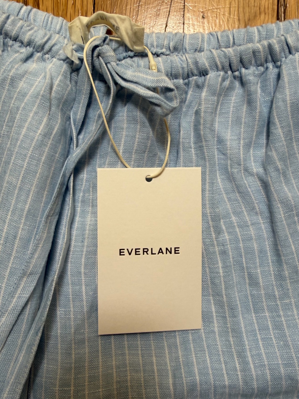Everlane Linen Drawstring Pant in Blue and White stripe - Picture 6 of 12